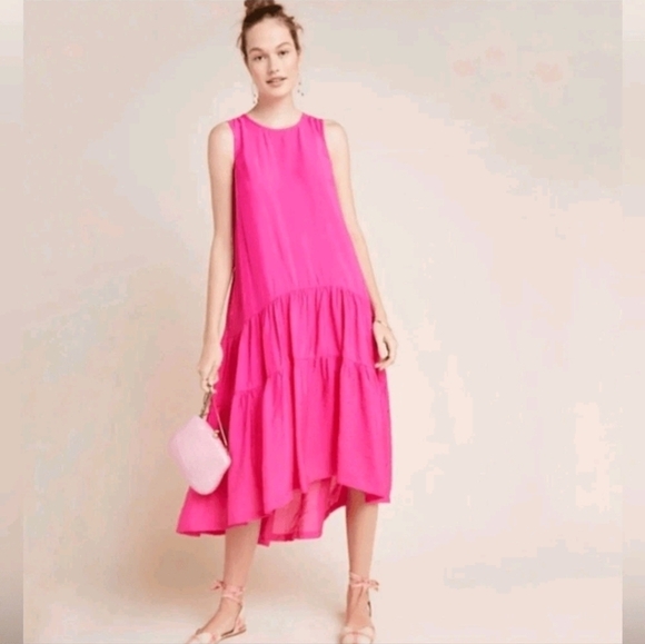 Maeve Dresses & Skirts - Maeve Anthropologie Marlene Tiered flowy Maxi Dress Pink women Size S viscose